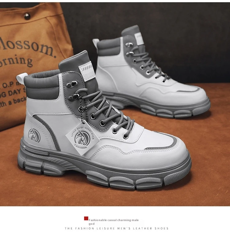 Botas Martin Masculinas Casuais de Cano Alto Estilo Britânico, Tendência da Moda, Conforto e Design para um Visual Moderno e Versátil — foto 4