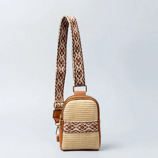 Title 4, Borsa a tracolla in paglia intrecciata a mano d...