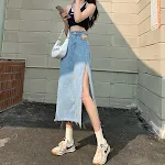 Women's High Waist Side Slit Denim Skirt – Elevate Your Style with this Versatile and Flattering Skirt. Perfect for Casu — photo 4