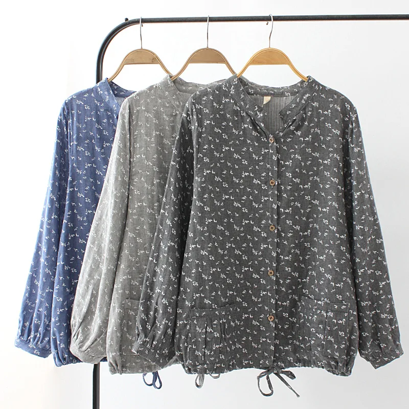 Title 2, Floral V-neck Long-sleeved Shirt Top