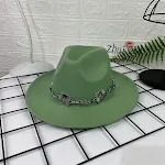 Silver Square Chain Top Hat Fedora Hat, wide brim, flat edge, woolen, perfect for a stylish look, suitable for both casu — photo 14