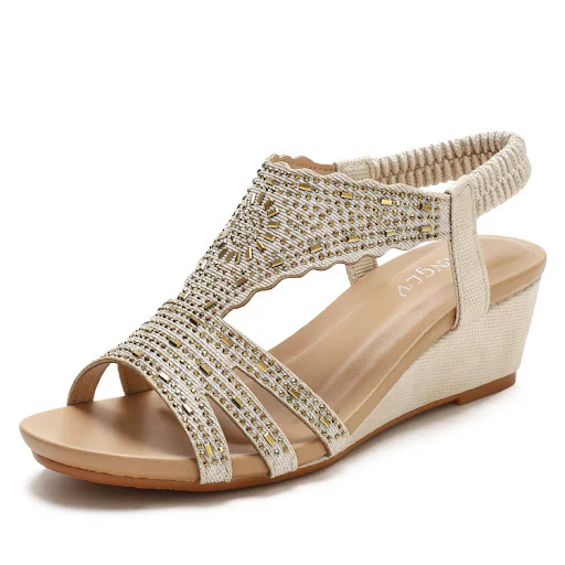 Title 2, Rhinestone Lightweight Simple Ladies Shoes Wedg...