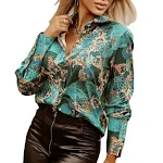 Women's stylish temperament long sleeves digital printed shirt, offering elegance and a sophisticated look, perfect for — photo 3