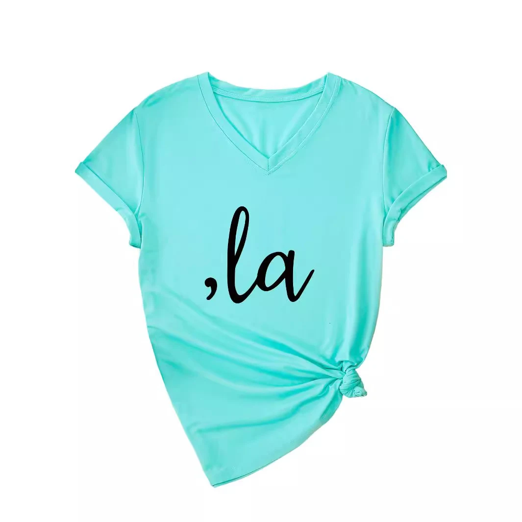 Women's Simple V-neck Letter T-shirt, offering a comfortable and casual style, perfect for everyday wear and easy to pai — photo 3