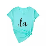 Women's Simple V-neck Letter T-shirt, offering a comfortable and casual style, perfect for everyday wear and easy to pai — photo 3