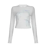 Camiseta de manga larga con patchwork de lazo y punto sencillo, ideal como prenda base. Elegancia y comodidad para tu estilo diario. — foto 5