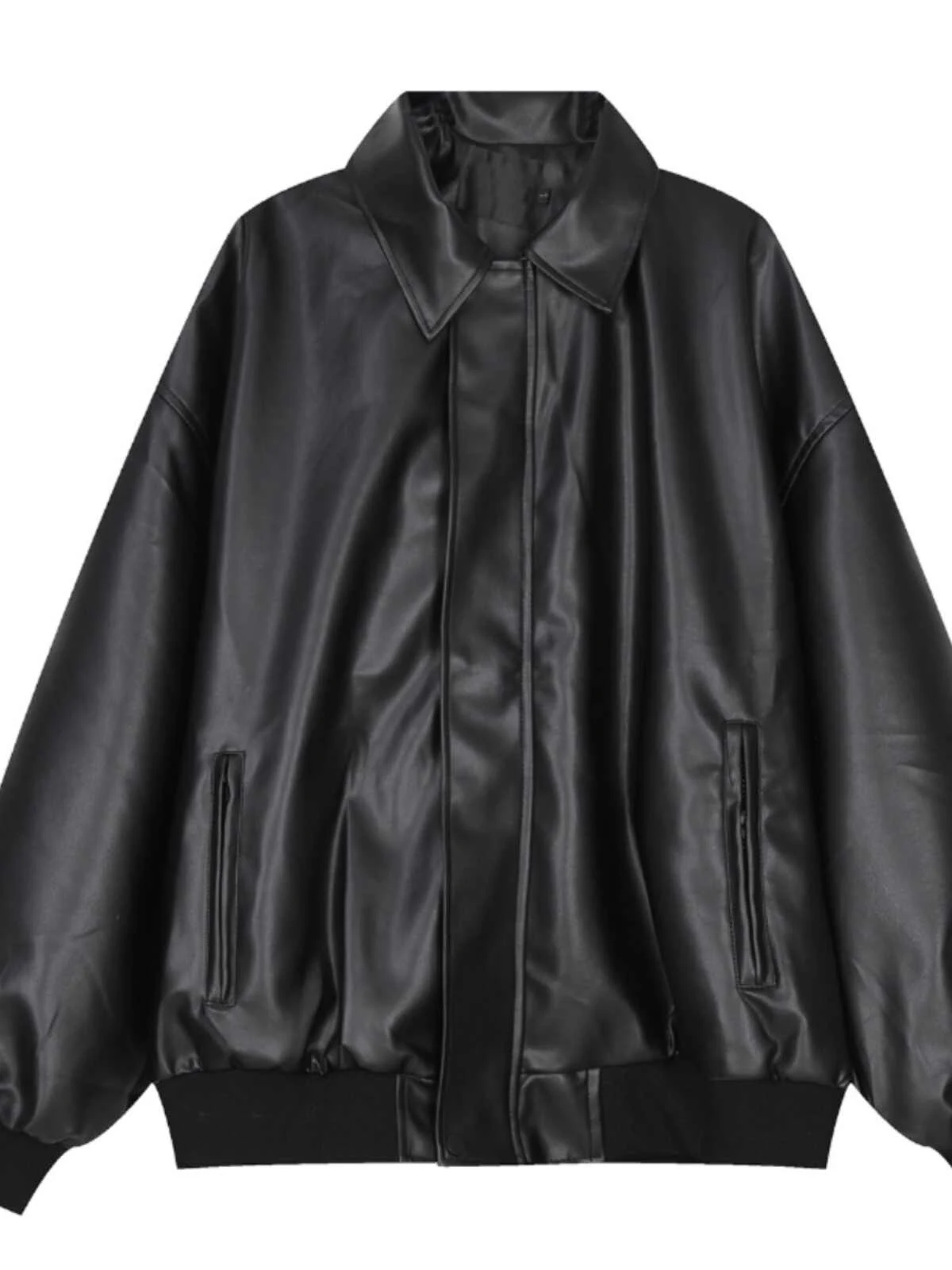 Title 2, Mens Short Zipper and Lapel Loose Casual PU Le...