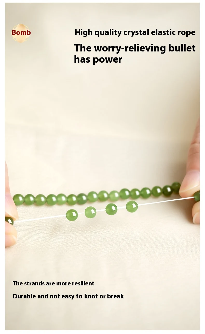 Pulseira de jade natural Xinjiang ICE Clear Water com contas espalhadas, elegante e calmante. Um acessório que traz beleza e bem-estar para o seu dia a dia. — foto 6