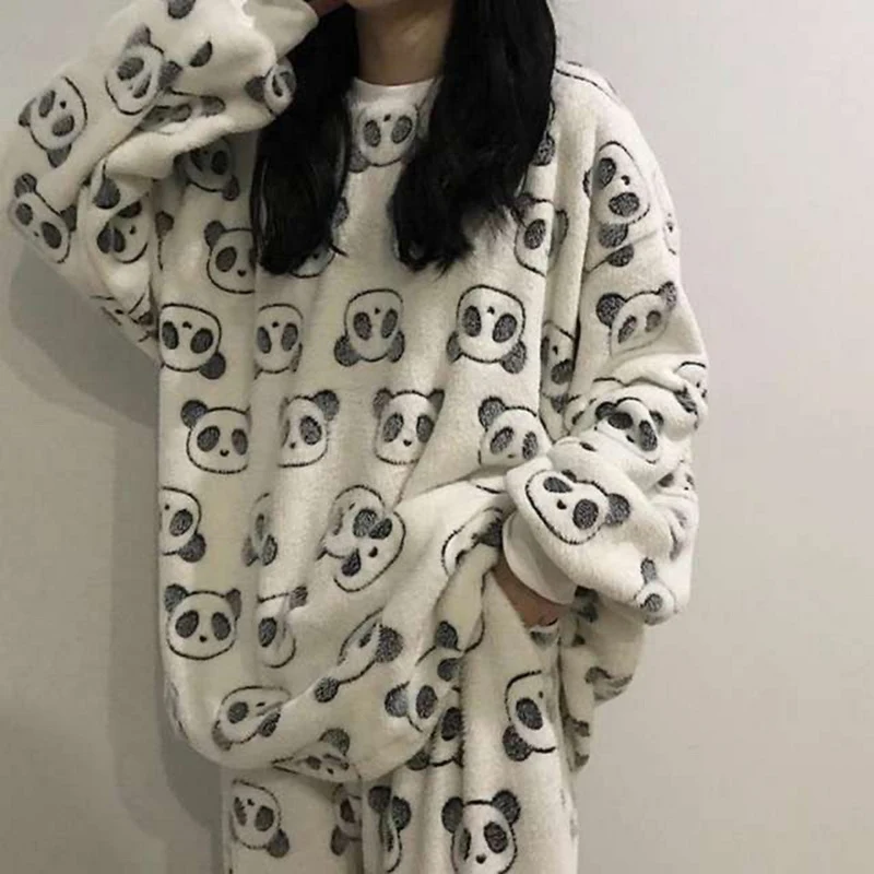 Pajamas Women's Flannel Long-sleeved Thickening Plus Velvet Cute Home Service Suit — photo 6