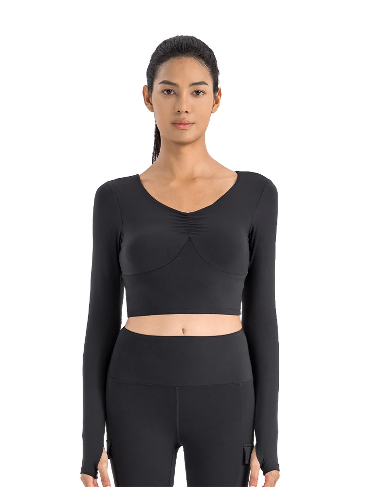 Sports Long Sleeve Slim-fit Yoga Wear With Chest Pad, providing comfort, support, and style for your yoga sessions and w — photo 23