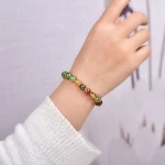 Pulseira de ágata pavão natural, círculo único, adorno masculino e feminino, elegância, proteção, presente ideal, estilo único. — foto 5