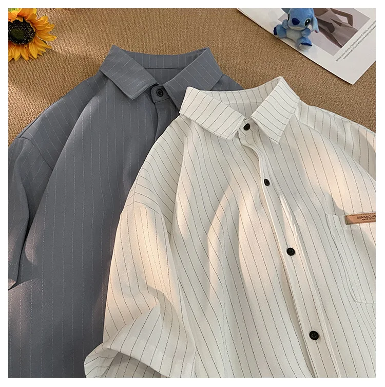 Title 7, High-grade Striped Shirt Casual Loose Thin Coat