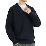 New Men's V-neck Fashion Solid Color Coarse Yarn Knitted Sweater, comfortable and stylish for everyday casual wear. — photo 2
