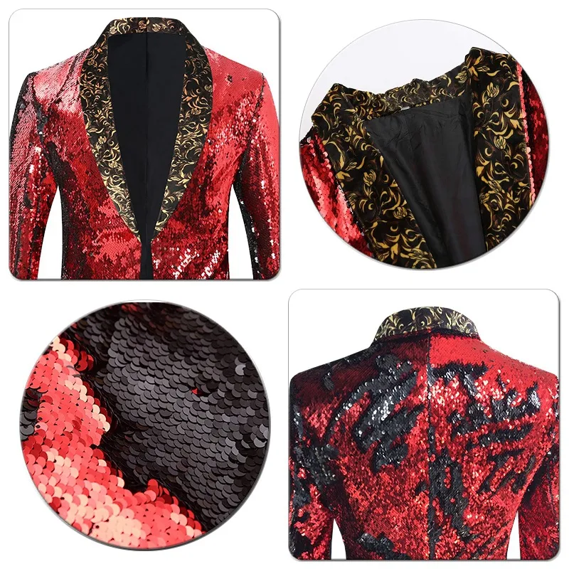 Title 2, Mens Double-sided Sequined Suit Top, Big Brand...