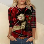 Women's Christmas element printed casual long sleeve t-shirt, comfortable fit, perfect for holiday season, stylish and e — photo 5