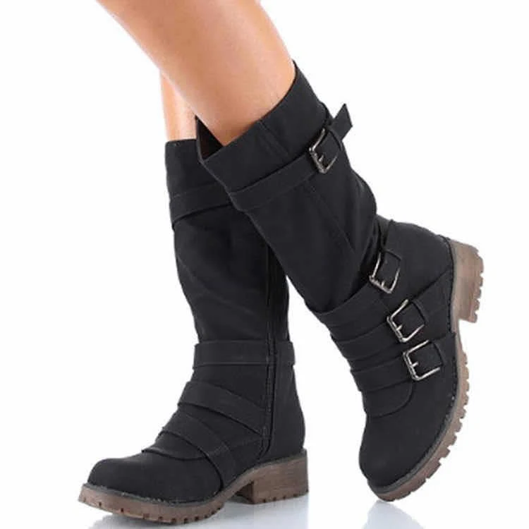 Title 2, Martin boots with belt buckle and side zipper o...