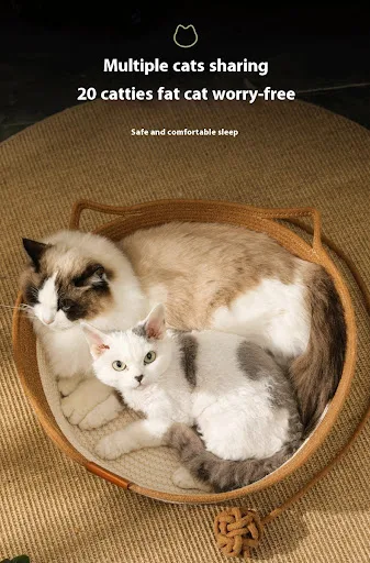 Title 6, Cotton string stitching cute woven cat nest mat...
