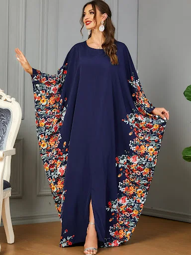 Title 4, Vestido estampado feminino manga morcego fashion