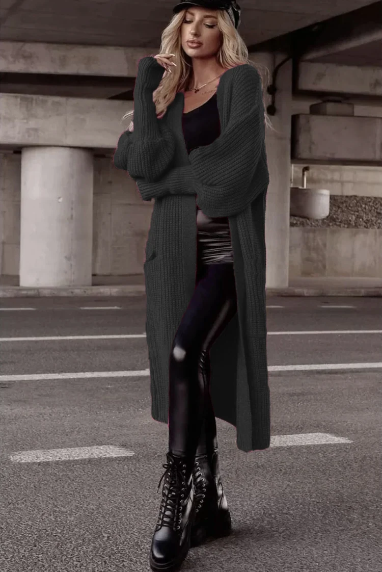 Title 9, Loose Knitted Cardigan Pocket Long Lantern Slee...