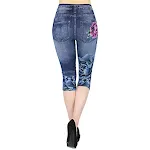 Leggings in denim alla moda da donna Pantaloni Cropped Comodi e versatili, ideali per un look casual, massima libertà di movimento e stile quotidiano. — foto 2