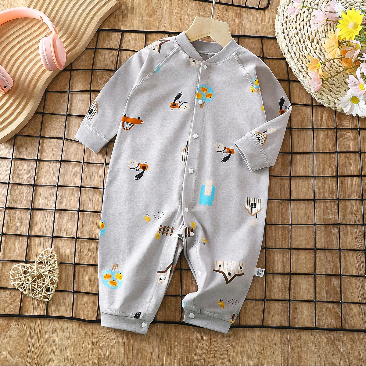 Macacão de algodão para bebês Roupa inferior suave e respirável, ideal para uso diário e sono. Conforto e praticidade para seu bebê. — foto 9