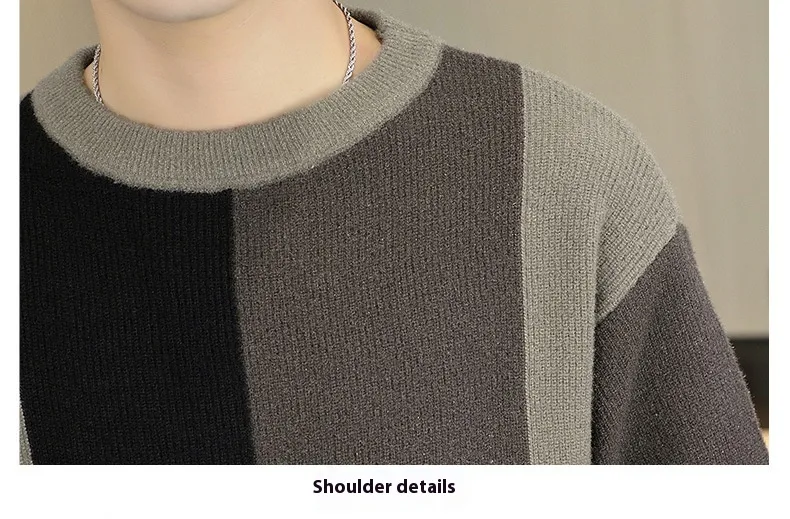 Title 3, Mens Color-block Crew Neck Warm Sweater, a com...