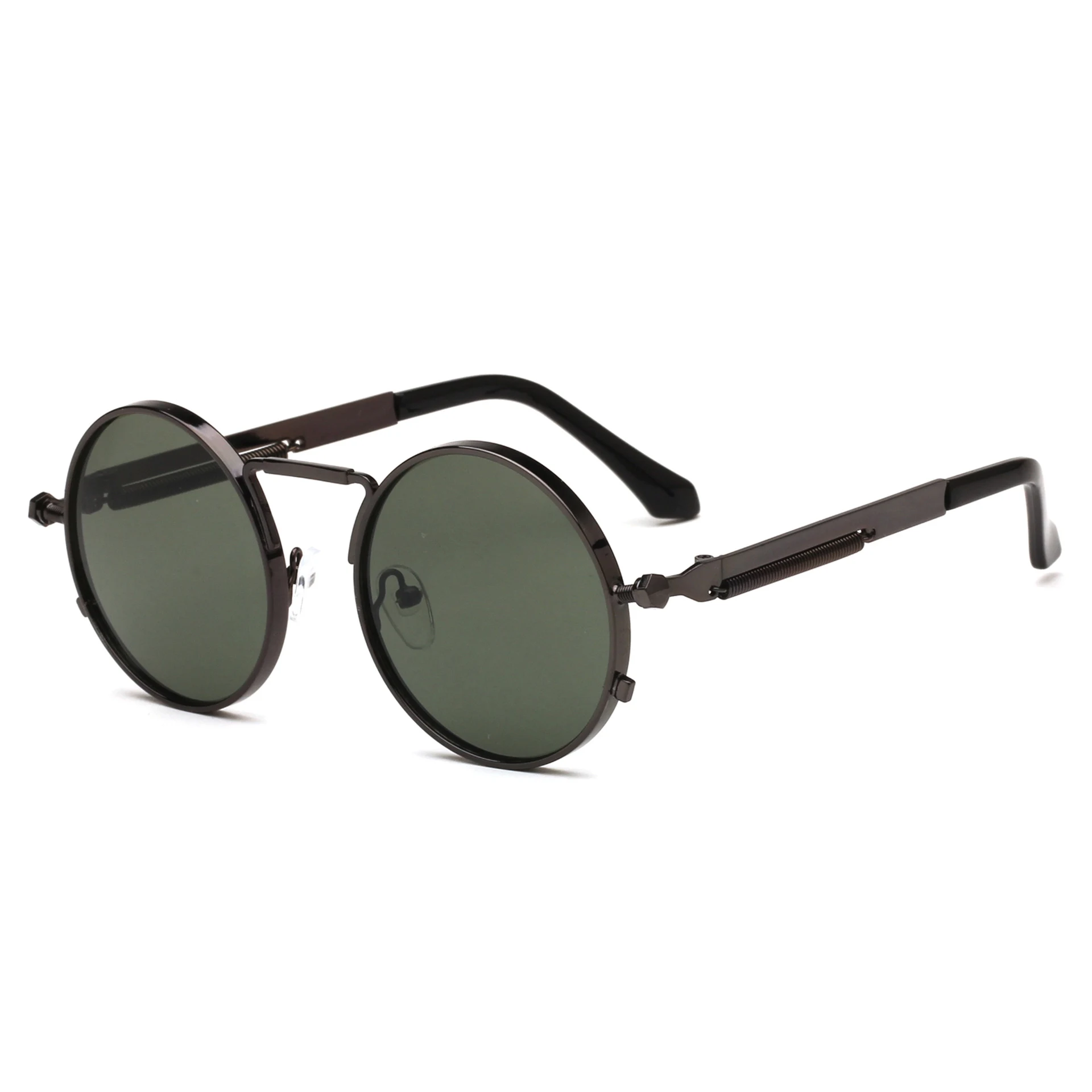 Óculos de sol redondos punk de metal para homens e mulheres, com armação de mola, design estiloso e proteção UV, perfeitos para um visual marcante. — foto 12