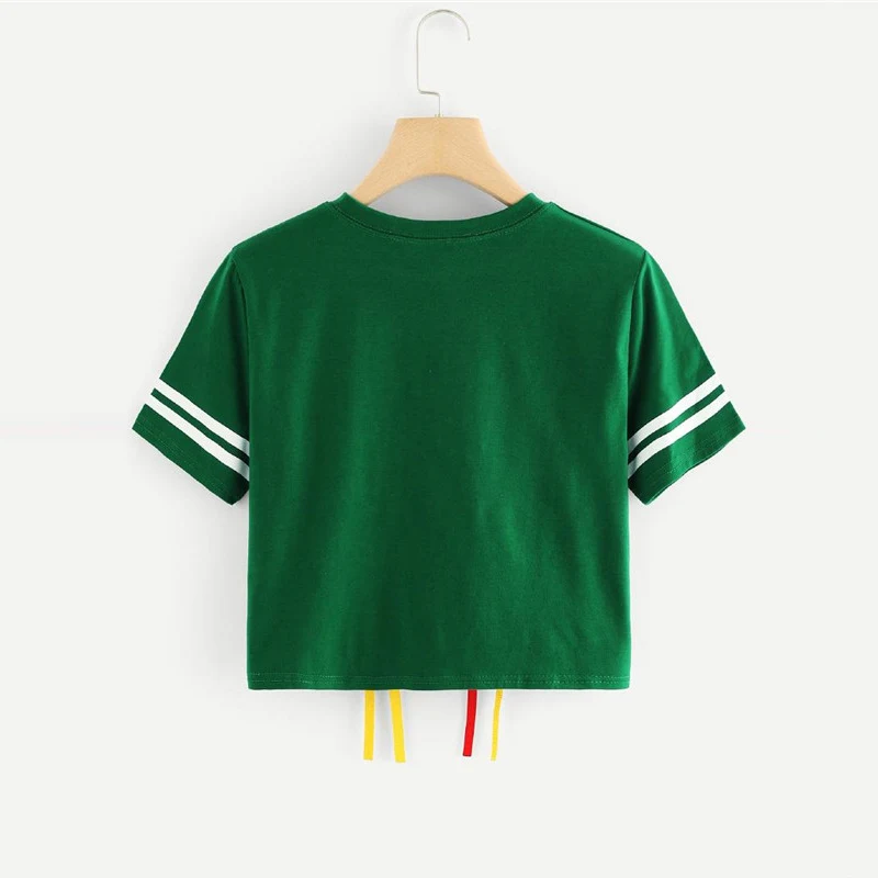 T-shirt donna manica corta 4T, saldi primavera, estate, adesivi personalità, t-shirt corta, perfetto per un look estivo e alla moda. — foto 2