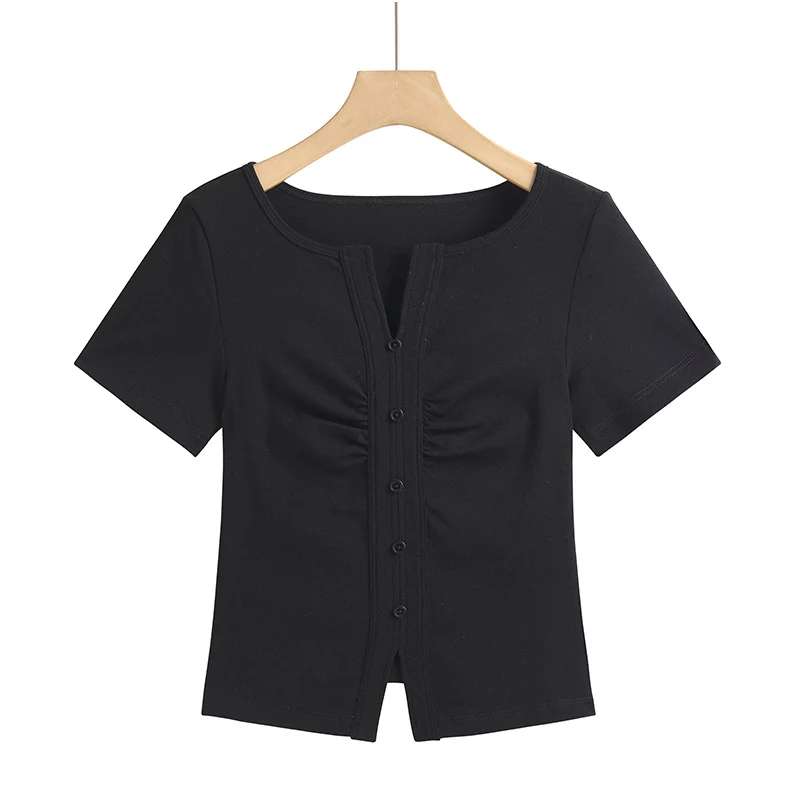 Camiseta de manga corta coreana para mujer, versátil y a la moda, ideal para looks casuales y elegantes, cómoda y moderna. — foto 6