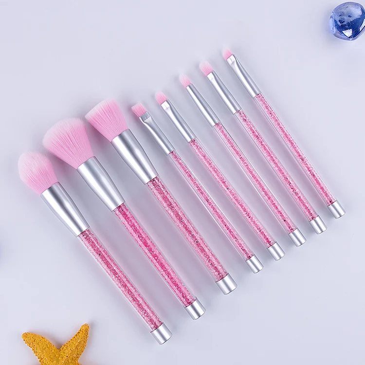 8pcs purple pink crystal makeup brushes for flawless application of foundation, eyeshadow, and more. Achieve a stunning, — photo 1