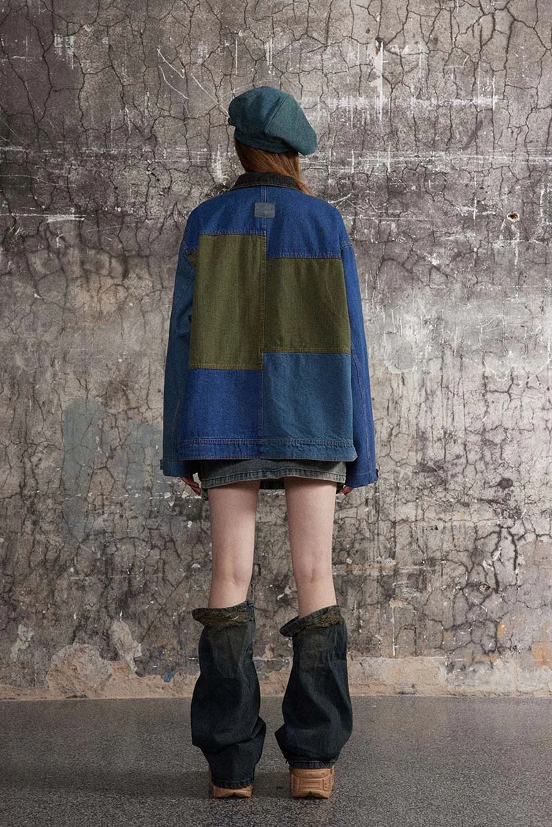 Title 6, Retro Distressed Loose Leisure Washed Patchwork...