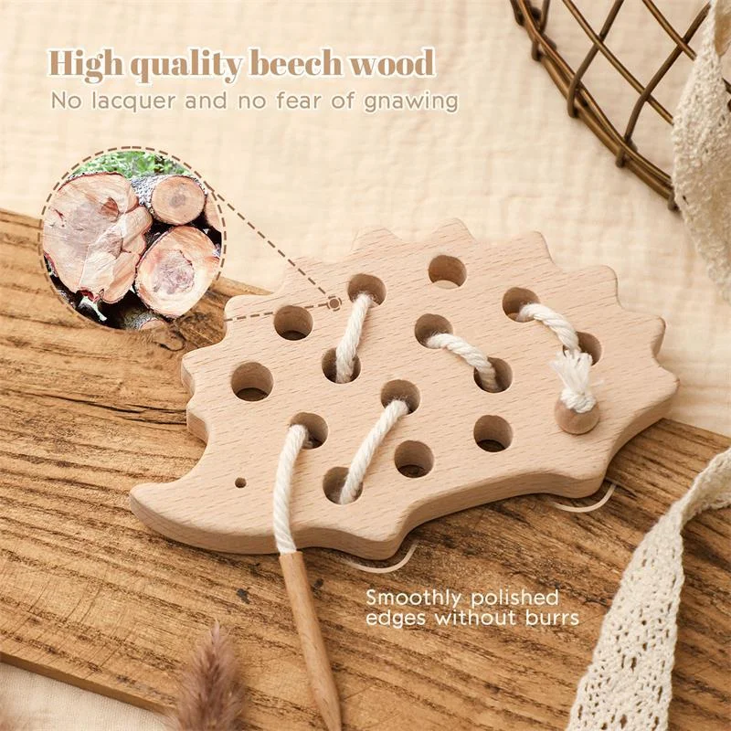 Baby Wooden Early Education Rope Board Animal Cognitive Toy, promotes early learning, enhances cognitive skills, and pro — photo 10