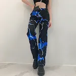 Lightning printed high-rise casual pants. Experience comfort and style with these versatile pants, perfect for a casual — photo 3