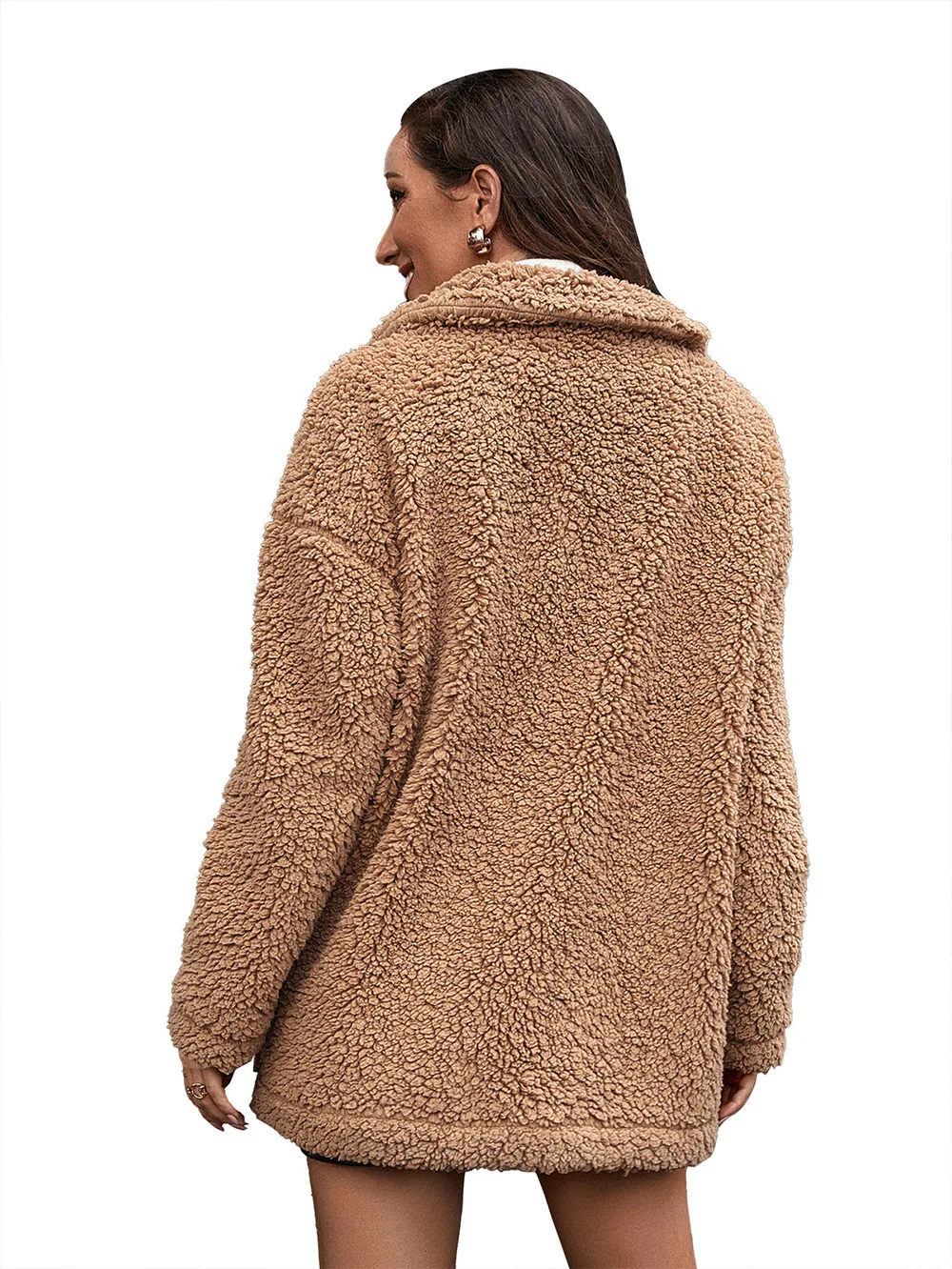 Title 26, Loose Thickened Bubble Fleece Zipper Plush Coat...