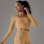 Gebreide yoga kleding met lange mouwen voor dames, ademend en comfortabel. Perfect voor yoga, biedt bewegingsvrijheid, een flatterende pasvorm en stijl. — foto 5