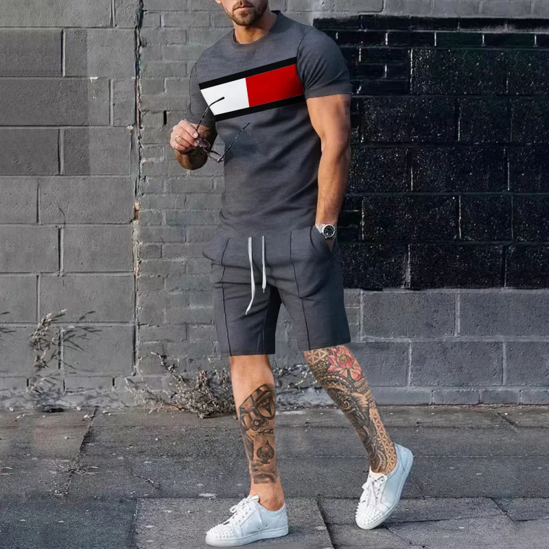 Camiseta Masculina Manga Curta Esportiva e Lazer com Listras Laterais Gola Redonda Conjunto Casual Conforto — foto 7