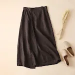 Women's Elastic Waist Linen Knee-length A-line Skirt, comfortable and breathable, perfect for summer, versatile for casu — photo 3
