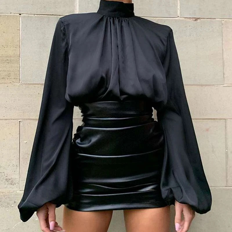 Title 18, Ladies turtleneck satin shirt Elevate your styl...