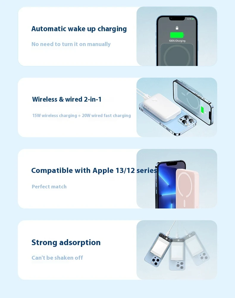 Title 12, Magnetic Mini Wireless Fast Charging Mobile Pow...