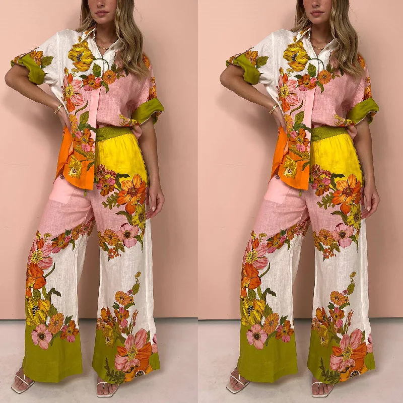 Title 3, Printed Cotton And Linen Two-piece Suit Outfit ...