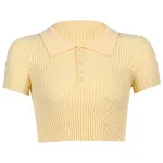 Korean Style Lapel Slim Slimming Cropped Top — photo 3