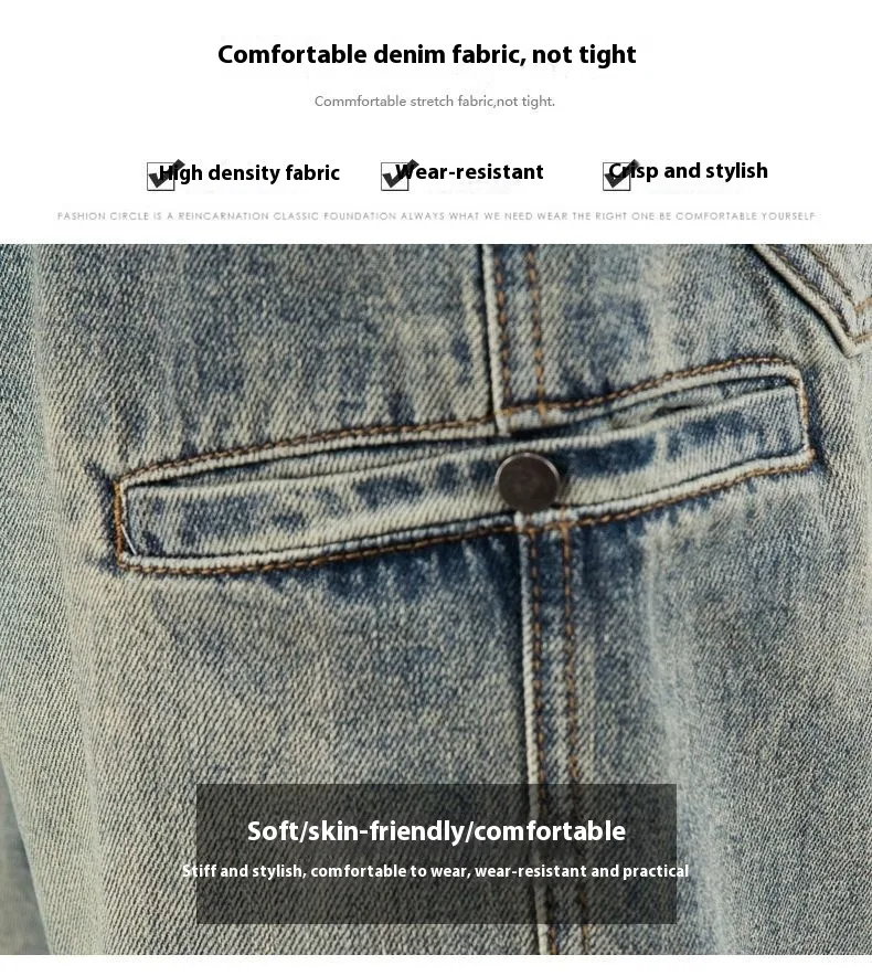 American Casual Yellow Mud Dyed Jeans Straight Loose for relaxed style and comfort. Perfect for everyday wear, offering — photo 10