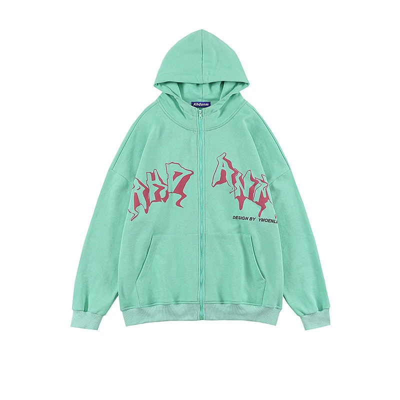 Women's European and American Vintage Letter Print Autumn Cardigan Sweater Sports Hooded Jacket Comfortable and Warm Wea — photo 1