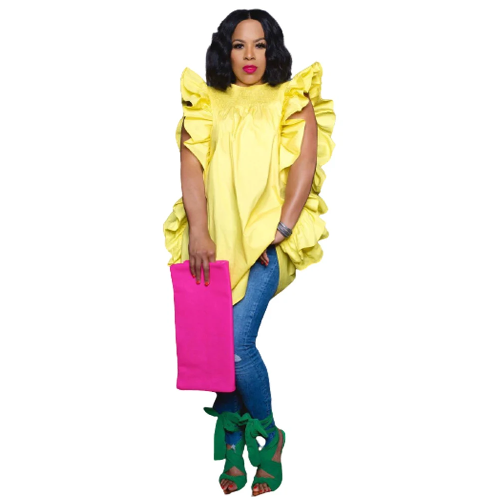 Title 2, Womens Creative Ruffled Sack Top Shirt