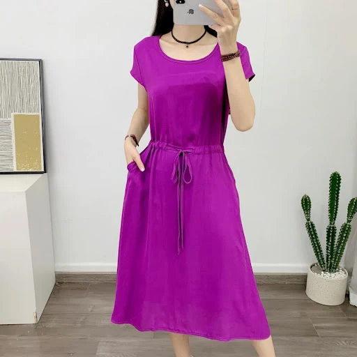 Title 8, Summer Solid Color Noil Poplin Dress