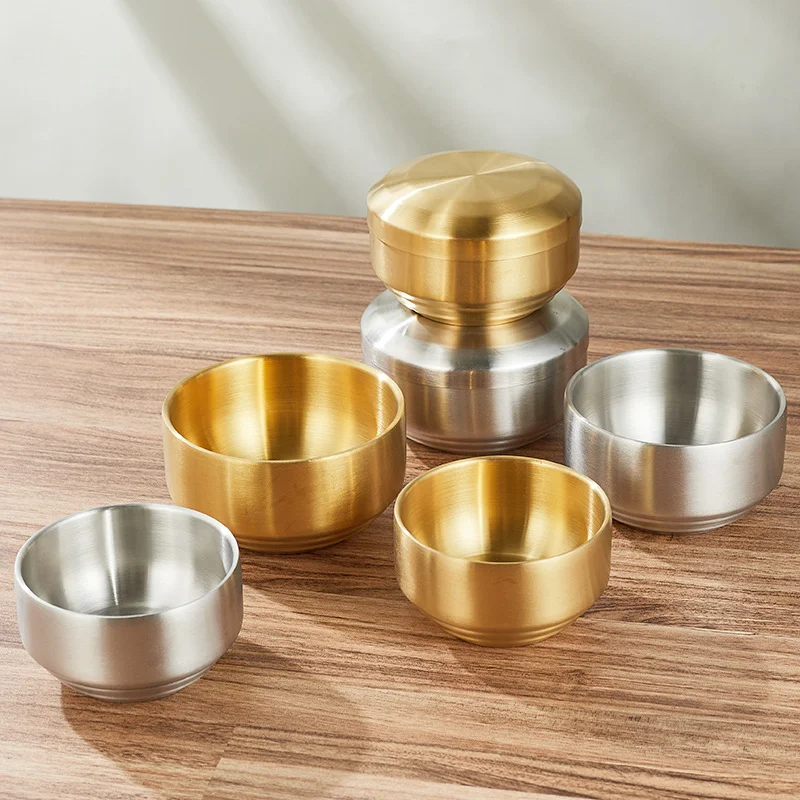 Title 1, Stainless steel bowl with golden tape, children...