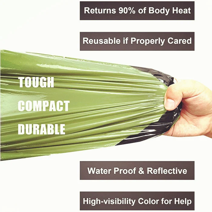 Portable lightweight emergency sleeping bag, blanket, tent. Thermal bivy sack for camping, hiking, and outdoor activitie — photo 24