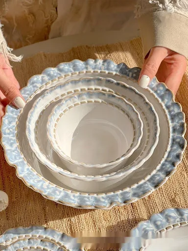 Title 16, French Retro Plate Bowl Set. High-Sense, Simple...