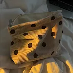 Bolsa Retro de Corduroy com Bolinhas para Batons Organize seus batons com estilo e praticidade nesta charmosa bolsa de armazenamento. — foto 2