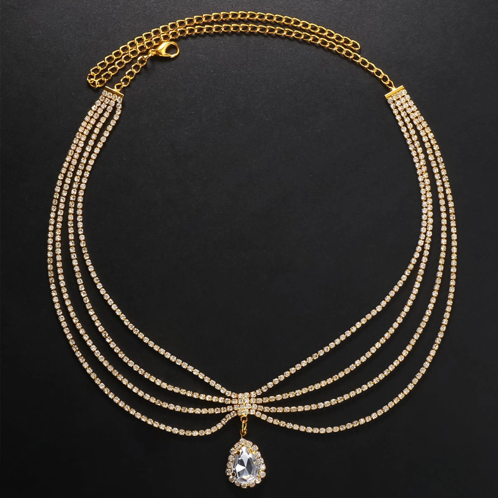 Adorno Étnico Exótico para Testa Estilo Antigo Strass Gota D'água com Franja e Diamante Testa — foto 5